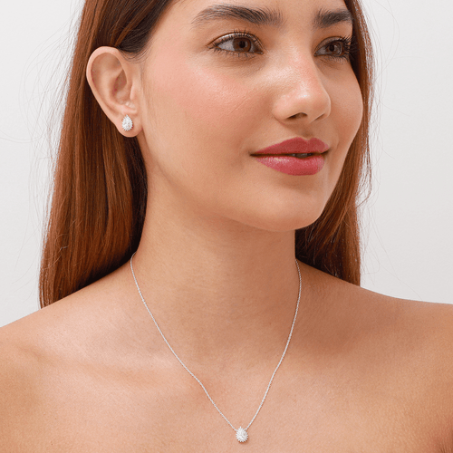 Conjunto prata 925 gota trabalhada