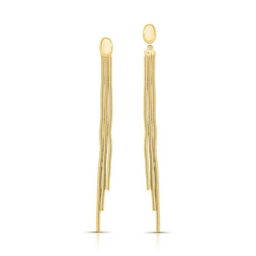 Brinco semijoia ear jacket liso com detalhe franja