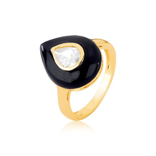 Anel semijoia gota com detalhe em zircônia