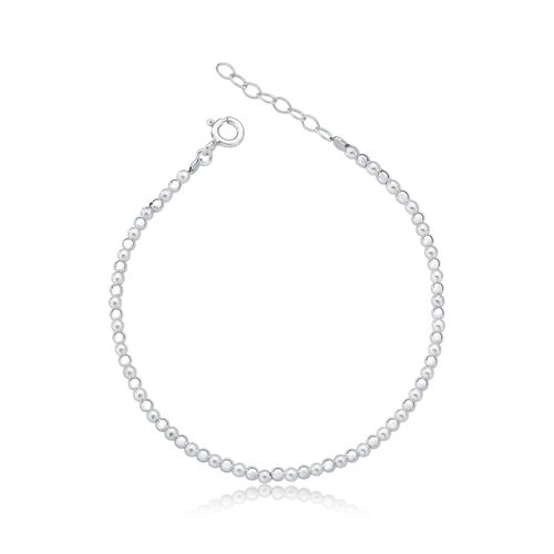 Pulseira prata 925 bolas lisas e pérolas