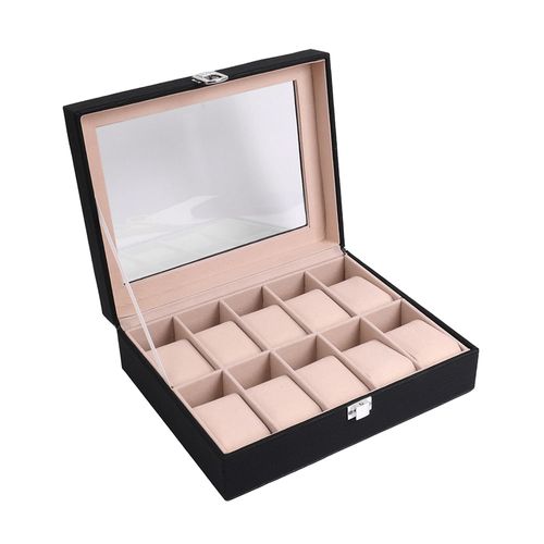 Porta joia retangular courino para reloógio 10 espaços