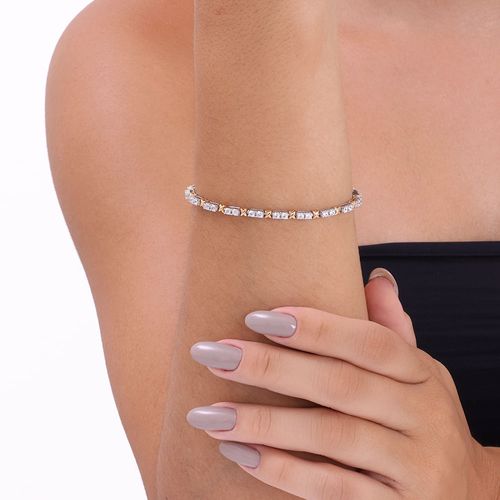 Pulseira prata 925 cravejado com detalhe x