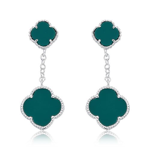 Brinco prata 925 pêndulo trevo