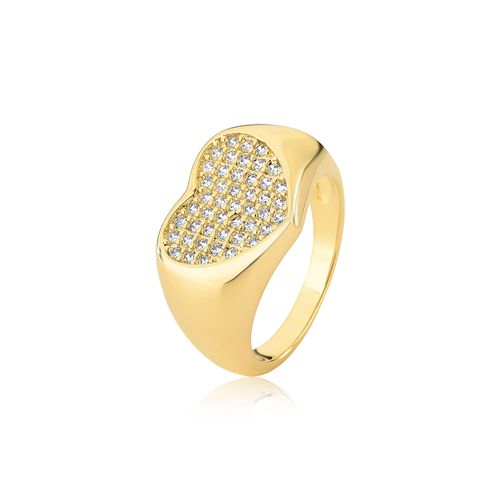 Anel semijoia coração cravejado