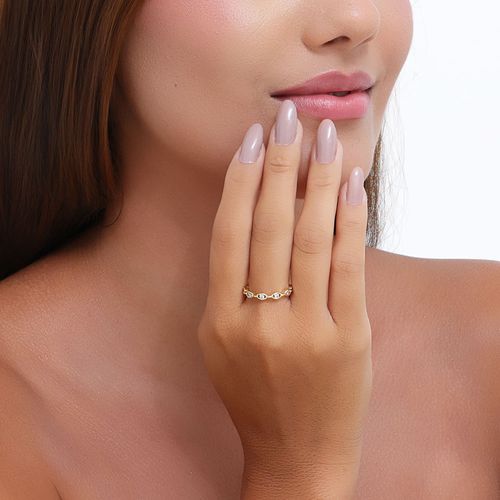 Anel semijoia elos com detalhe cravejado