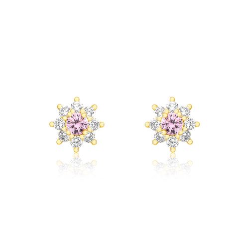 Brinco semijoia flor cravejado