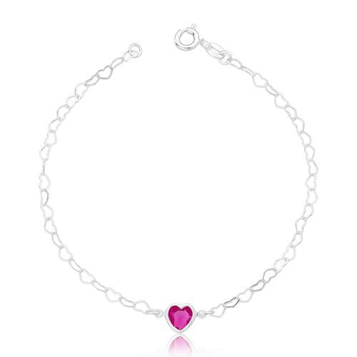 Pulseira Prata 925 Corações com Detalhe em  Zircônia 4